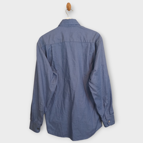 Ermenegildo Zegna Shirt Mens Medium Blue Micro Check Corpcore Office Button Down - Picture 2 of 12